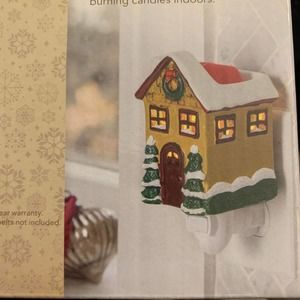 Candle Warmers Christmas Cottage Snow House Pluggable Fragrance Warmer Ceramic